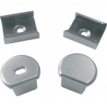 Набор аксессуаров UNIEL UFE-N07 SILVER A POLYBAG для алюминиевого профиля. Крепежные скобы (4 шт., сталь) и заглушки (4 шт., пластик). Цвет серебро