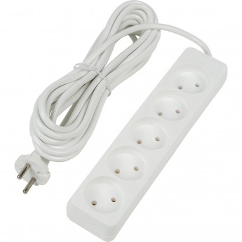 Удлинитель UNIEL S-CU5-5 WHITE серии Ultra, шнур 5м., 5 гнезд, 10A, б/з