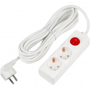 Удлинитель UNIEL S-GCU2-5B WHITE серии Ultra, шнур 5м., 2 гнезда, 16A, с/з